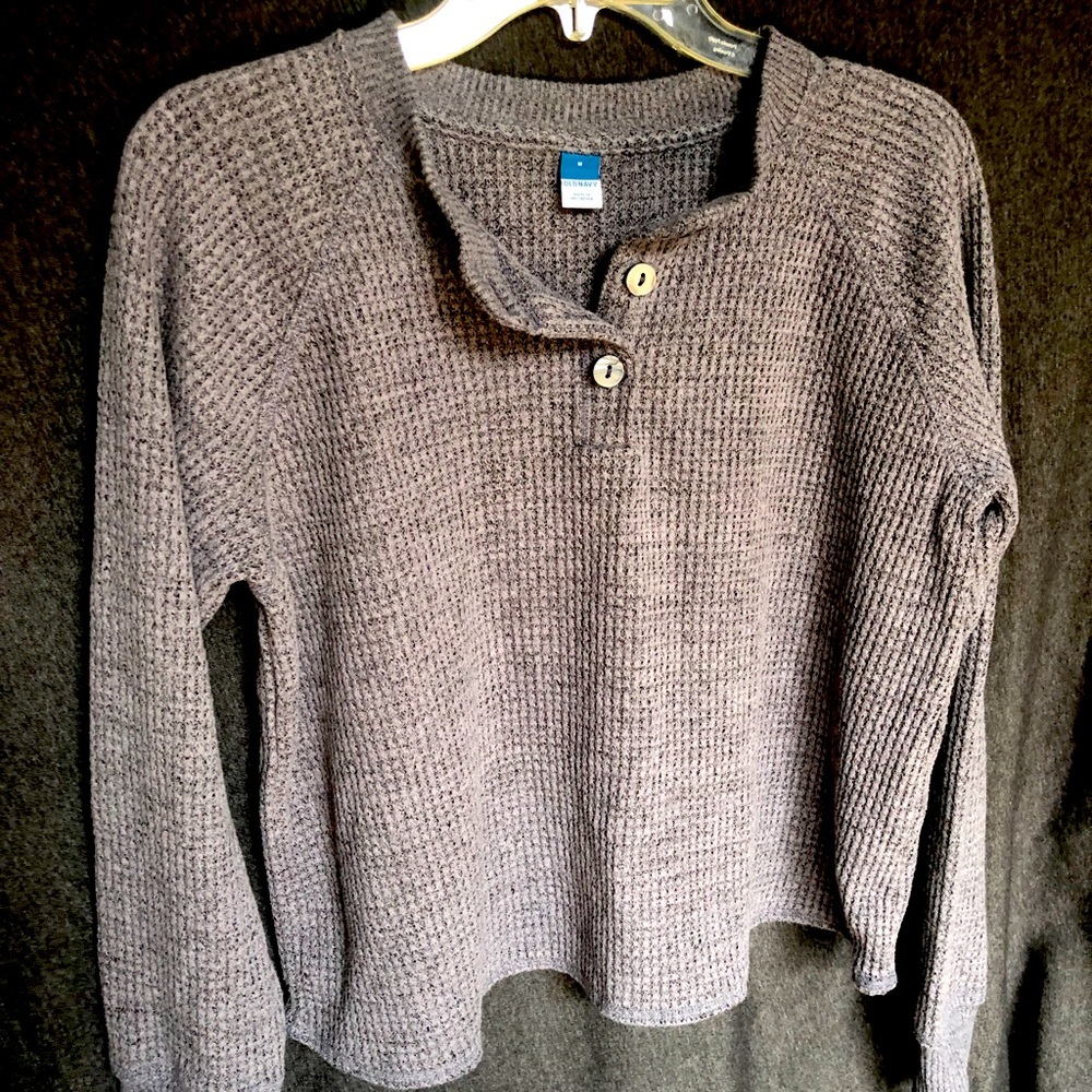 Old Navy Gray Henley Top Medium
